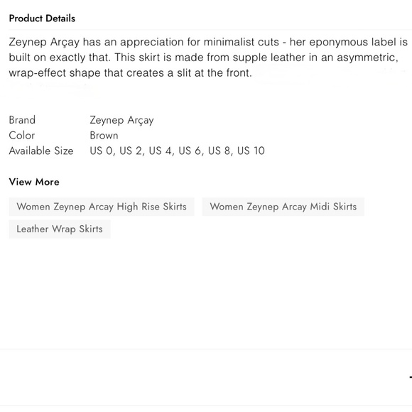 Zeynep Arcay Wrap effect Leather skirt sz L US8 - Picture 6 of 7